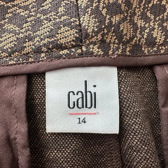 Cabi Director Trouser Style #4505 - Brown & Black Gold Print Sz 14 - Picture 5 of 16